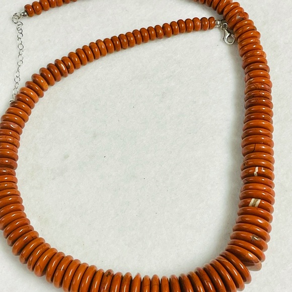 Vintage Sterling Silver Red Jasper Necklace - Picture 4 of 7